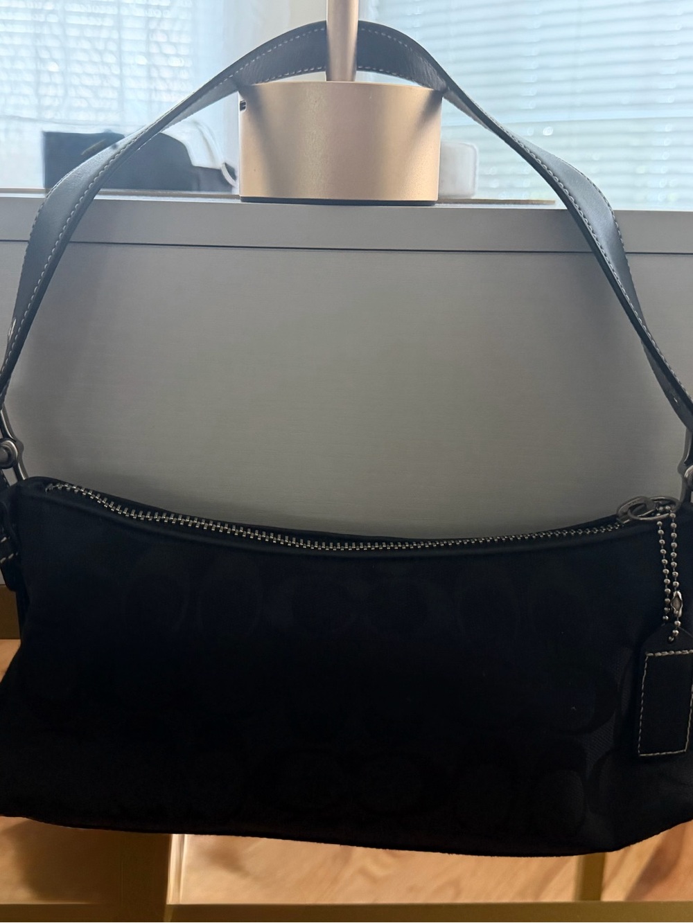 Coach Black Shoulder Bag with Subtle Signature Jacquard - Picture 2 of 5